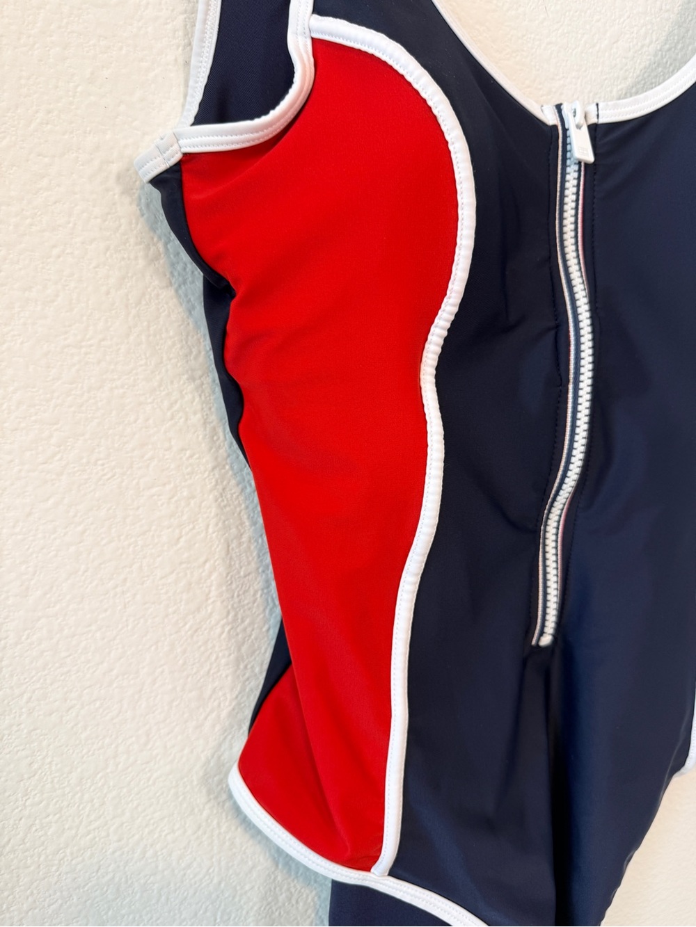 Tommy Hilfiger Americana Zip Front Colorblock Retro One Piece Swimsuit L - Picture 5 of 10